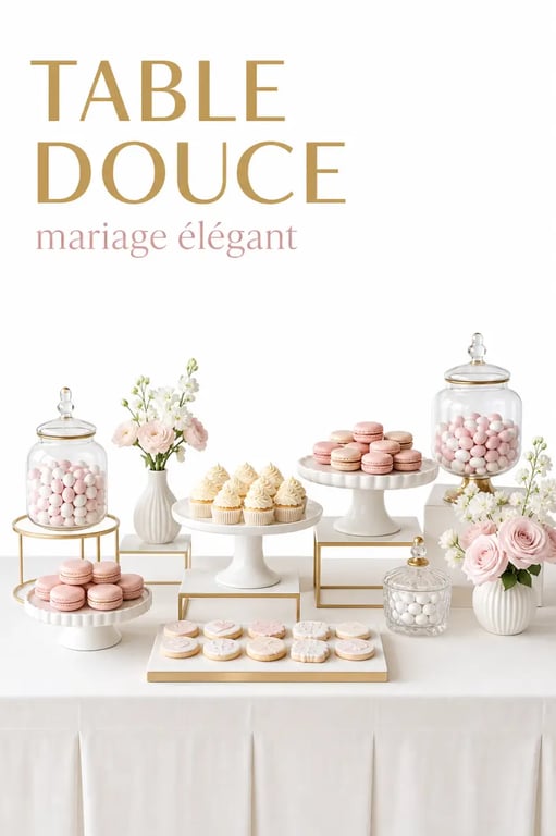 Comment organiser une sweet table gourmande pour votre mariage : table de desserts élégante et harmonieuse