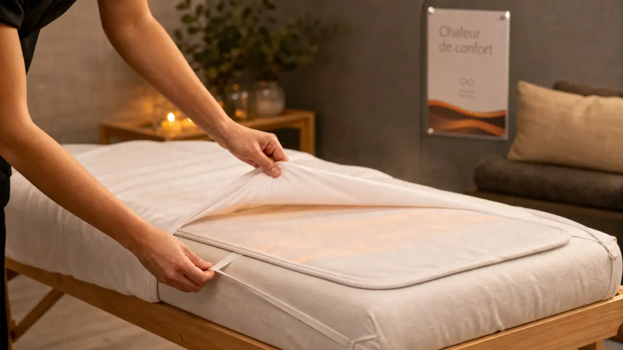 Surmatelas chauffant table de massage sous la housse, cabine de massage