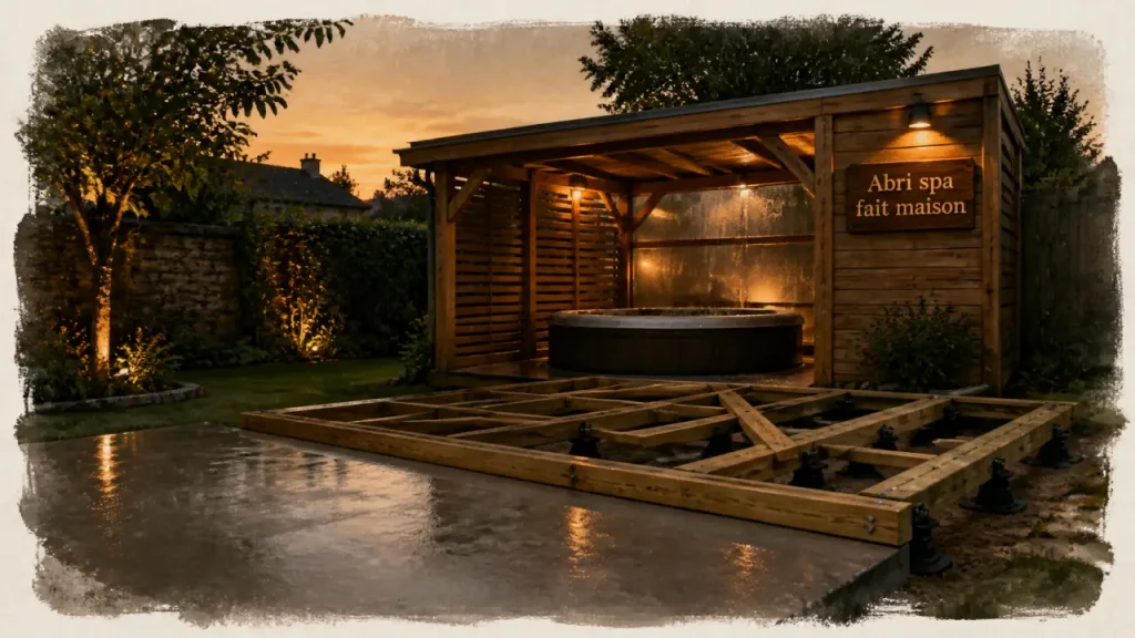 Abri spa fait maison : 20 m², 60 cm autour et les choix qui évitent les regrets