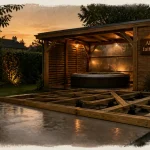 Abri spa fait maison : dalle béton et ossature bois