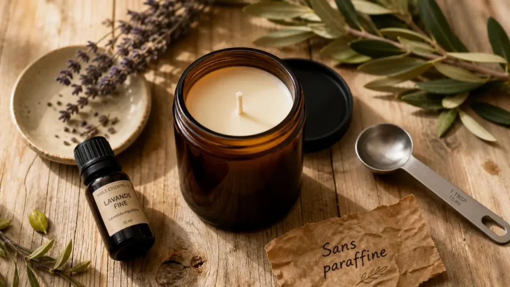 Bougie aux huiles essentielles : cire végétale, dosage maîtrisé et erreurs à éviter