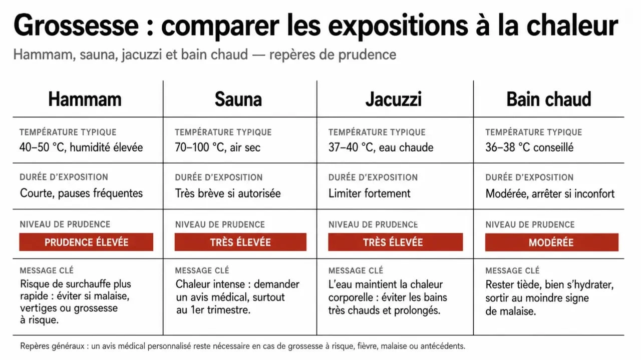 Hammam enceinte : comparaison du hammam, du sauna, du jacuzzi et du bain chaud pendant la grossesse