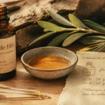 Huiles essentielles bois de ho, flacon ambre et dilution pour la peau
