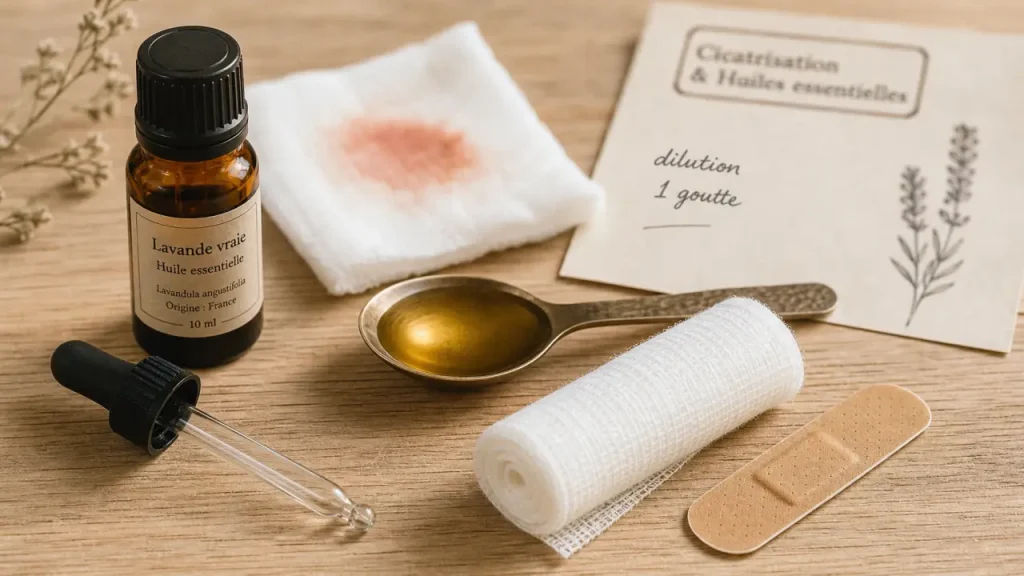 Huiles essentielles pour cicatrisation : celles à diluer et celles à éviter sur une plaie