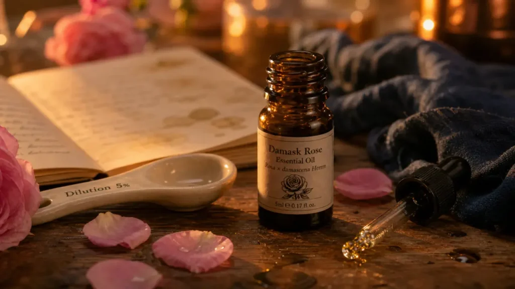 Rose de Damas : la dilution à 5 % qui sécurise l’usage sur peau sensible