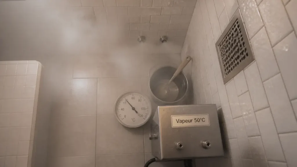 Température d’un hammam : 40 à 55°C, vapeur à 100 % et chaleur vraiment supportable