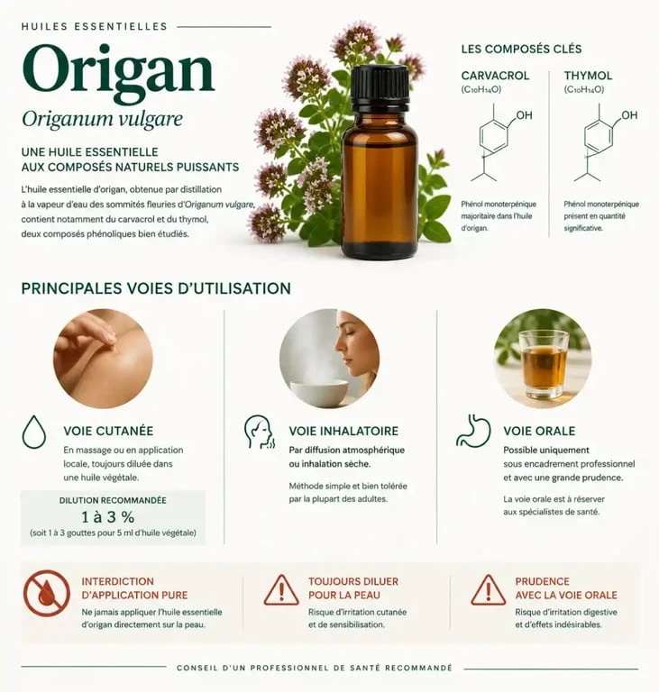 Huiles essentielles origan : carvacrol, thymol et principales précautions d’utilisation