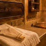 Hammam et tradition : serviette et gant de gommage, vapeur et chaleur humide