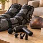 Appareil massage jambes : pressothérapie, pistolet et coussin shiatsu