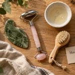 Appareil pour massage du visage : gua sha et roller visage