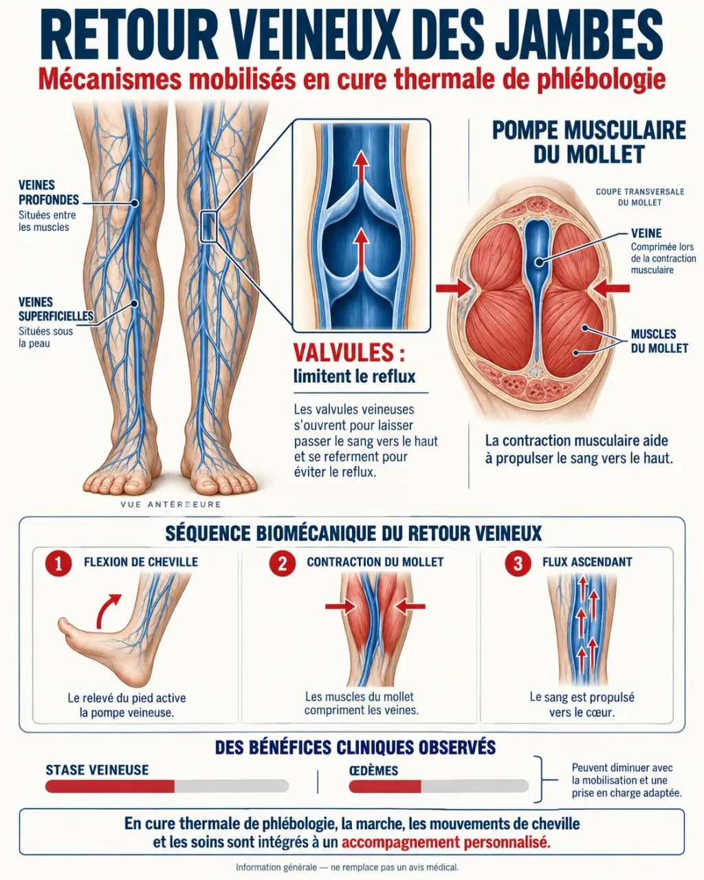 Infographie sur le retour veineux et la cure thermale phlébologie